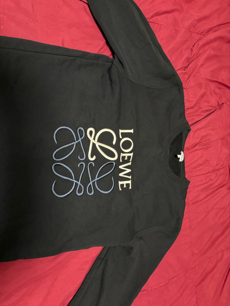 Loewe Black Crewneck Sweater With Embroidered Logo